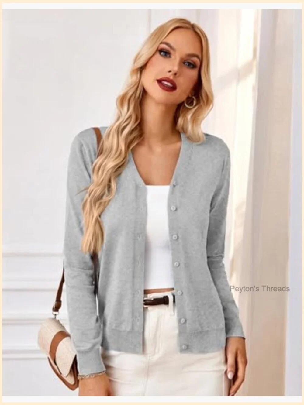 Long Sleeve Button Down V-Neck Sweater Knit Cardigan